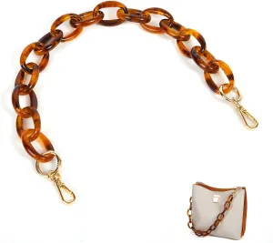 Xiazw Short Thick Resin Purse Bag Handles Shoulder Strap Replacement，Handbag Decoration Chain，Bag Accessories Charms (Brown with gold buckle)