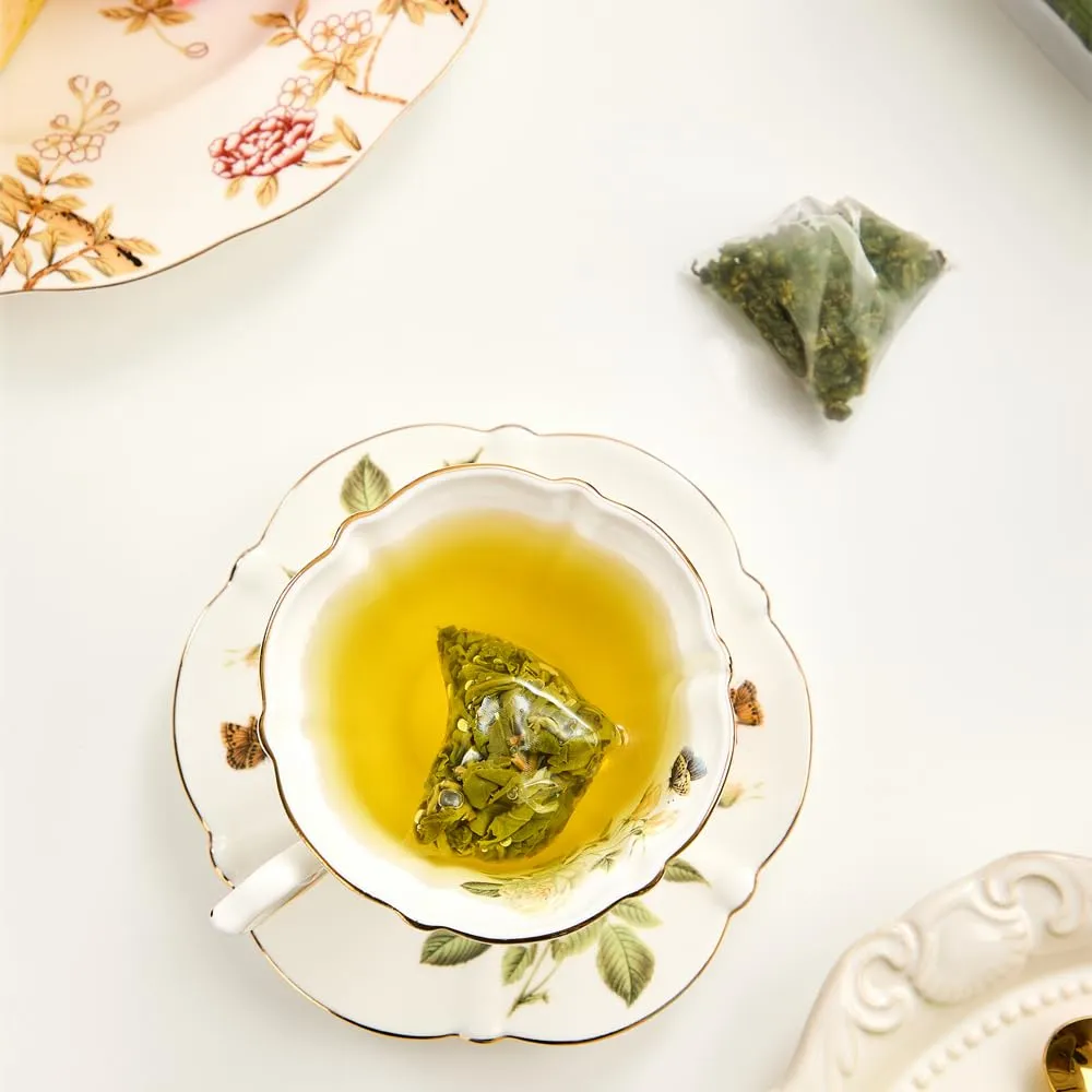 XIEJINJI Oolong Tea - Taiwan Dongding Oolong Tea Bags, 3.2g x 50 Count, Pyramid Teabag, Whole Leaf, Mild Fermentation