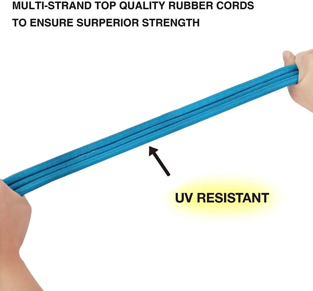 XSTRAP STANDARD 10 Pack Bungee Cords with Finger-Hole Hooks Ensures 3-Time Strength, Comes in A Zippered Storage Bag, Elastic from 24 to 36 Inches, for Cargos