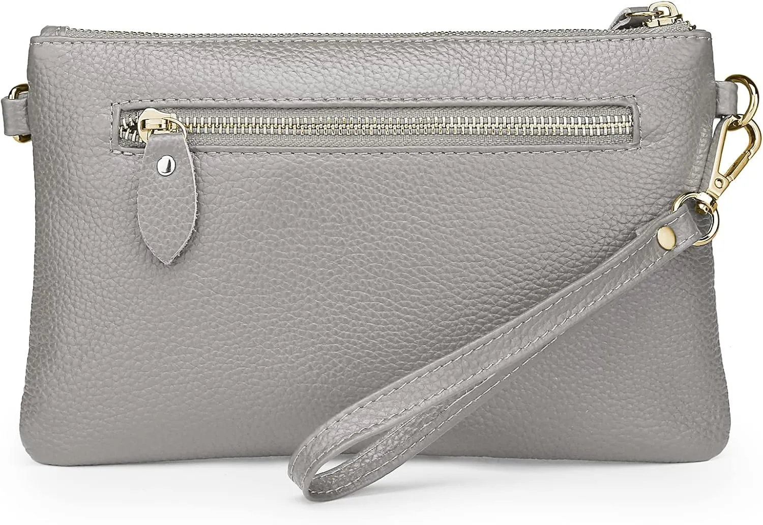 YALUXE Women's Genuine Leather Wristlet Purse Clutch Handbag with Phone Pocket Card Holder and Crossbody Strap