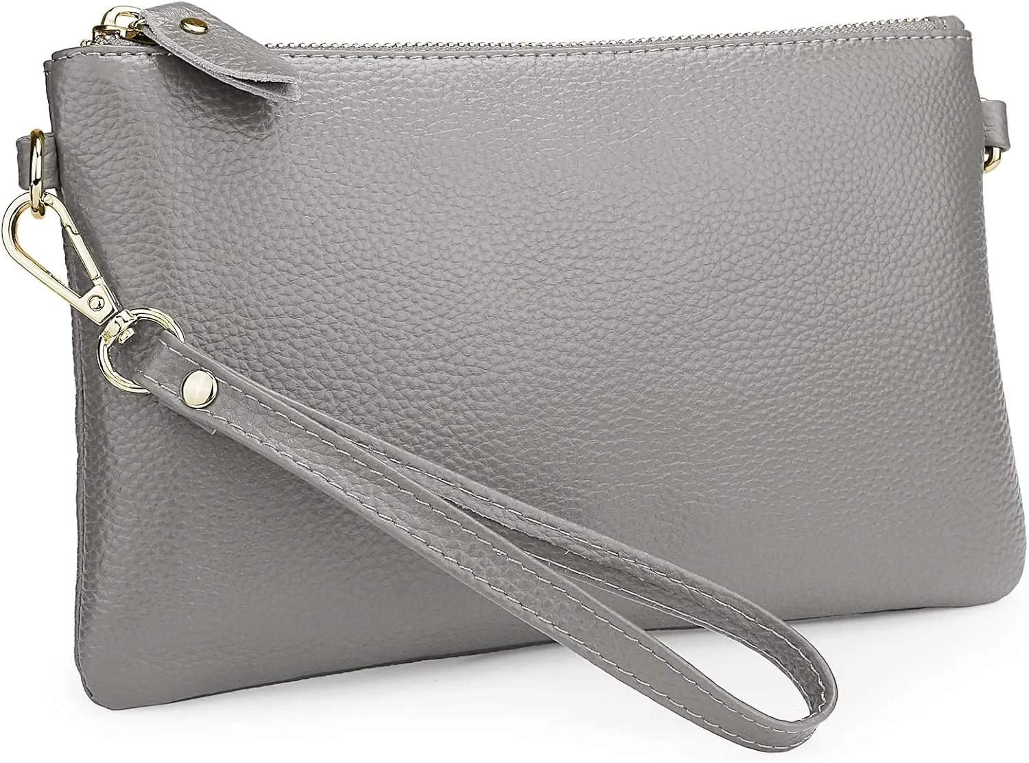 YALUXE Women's Genuine Leather Wristlet Purse Clutch Handbag with Phone Pocket Card Holder and Crossbody Strap