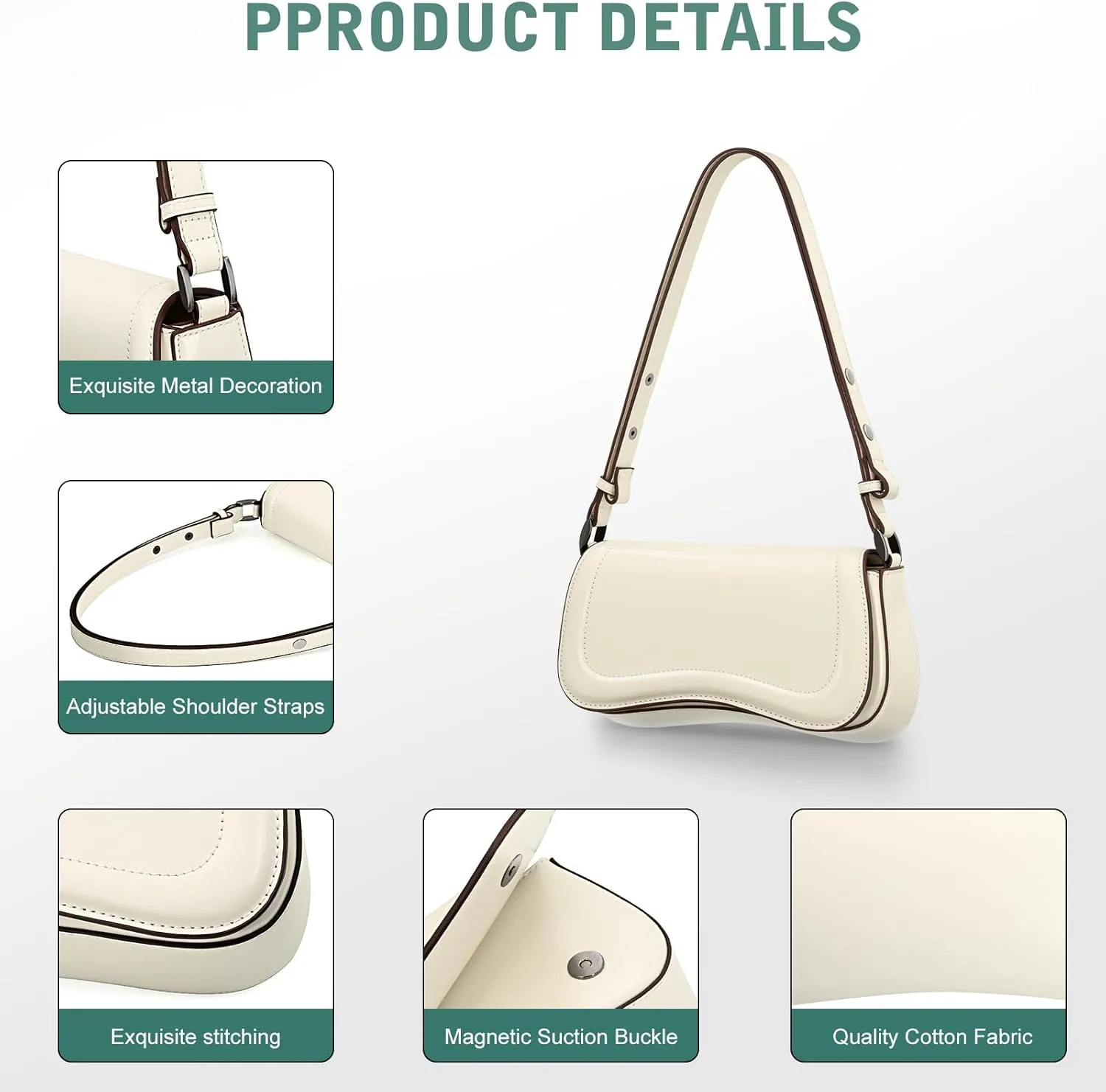 YDSIII Shoulder Bag, Women's Vintage Vegan Leather Shoulder Purse with Adjustable Strap