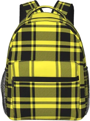 Yellow Cage Tartan Plaid Scottish Casual Backpack Travel Laptop Backpacks Lightweight Daypack Large Capacity Rucksack Notebook Bags Business Work Bag for Yoga Beach Hiking