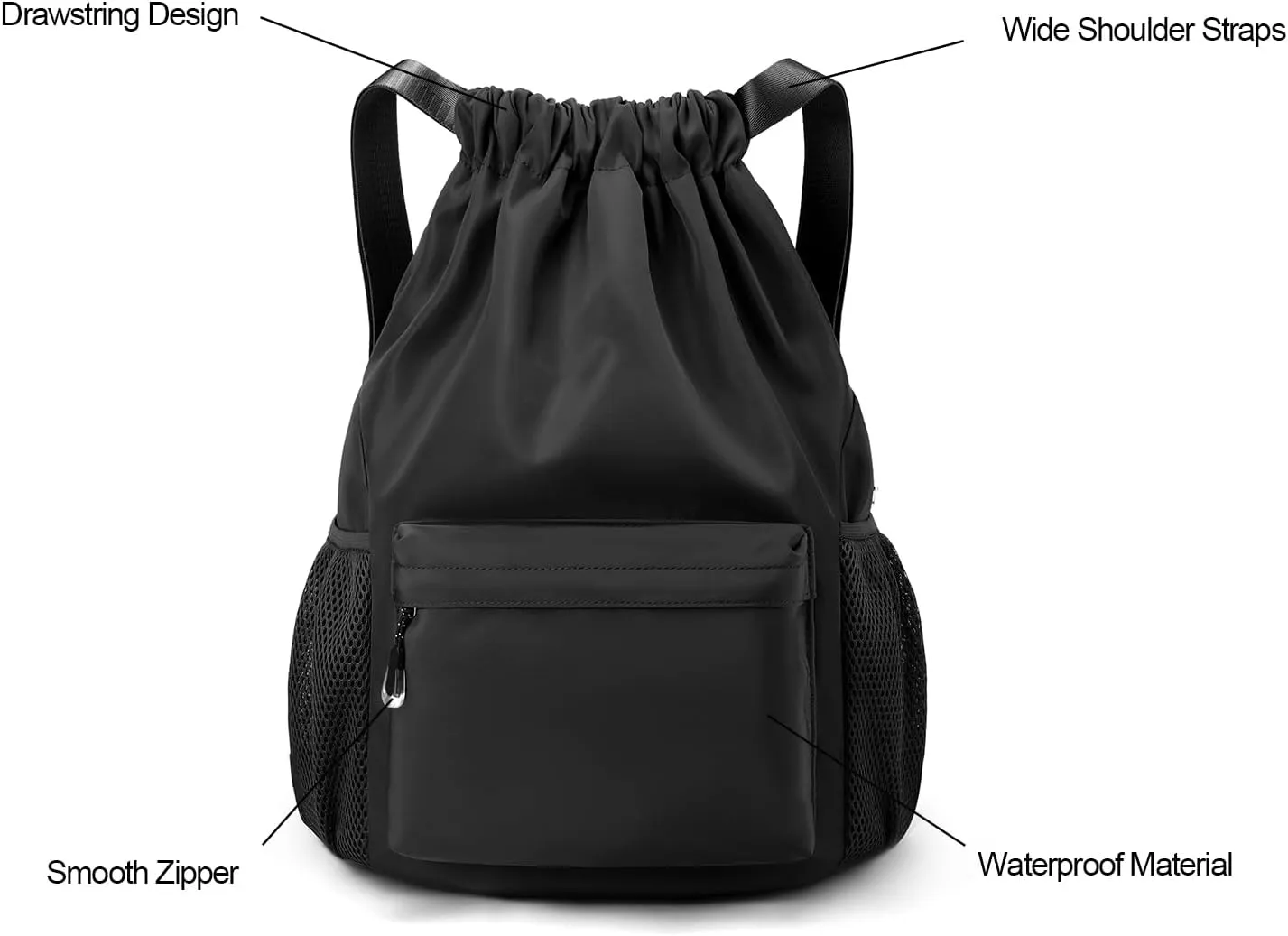 Yellow Drawstring Backpack for Women, Waterproof Drawstring Gym Bag for Men, Small Cinch Sack for Basketball, Pull String Sport Bag for Soccer.