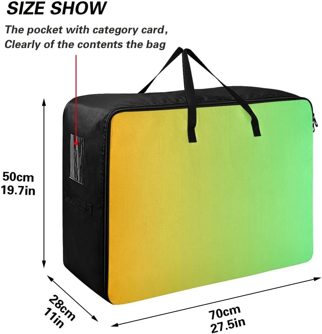 Yellow Green Gradient Storage Bags, 27.5x19.7x11 In, Garment Storage Organizer Travel Cargo Duffel Bags Zippered Storage Bag for Moving