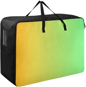 Yellow Green Gradient Storage Bags, 27.5x19.7x11 In, Garment Storage Organizer Travel Cargo Duffel Bags Zippered Storage Bag for Moving