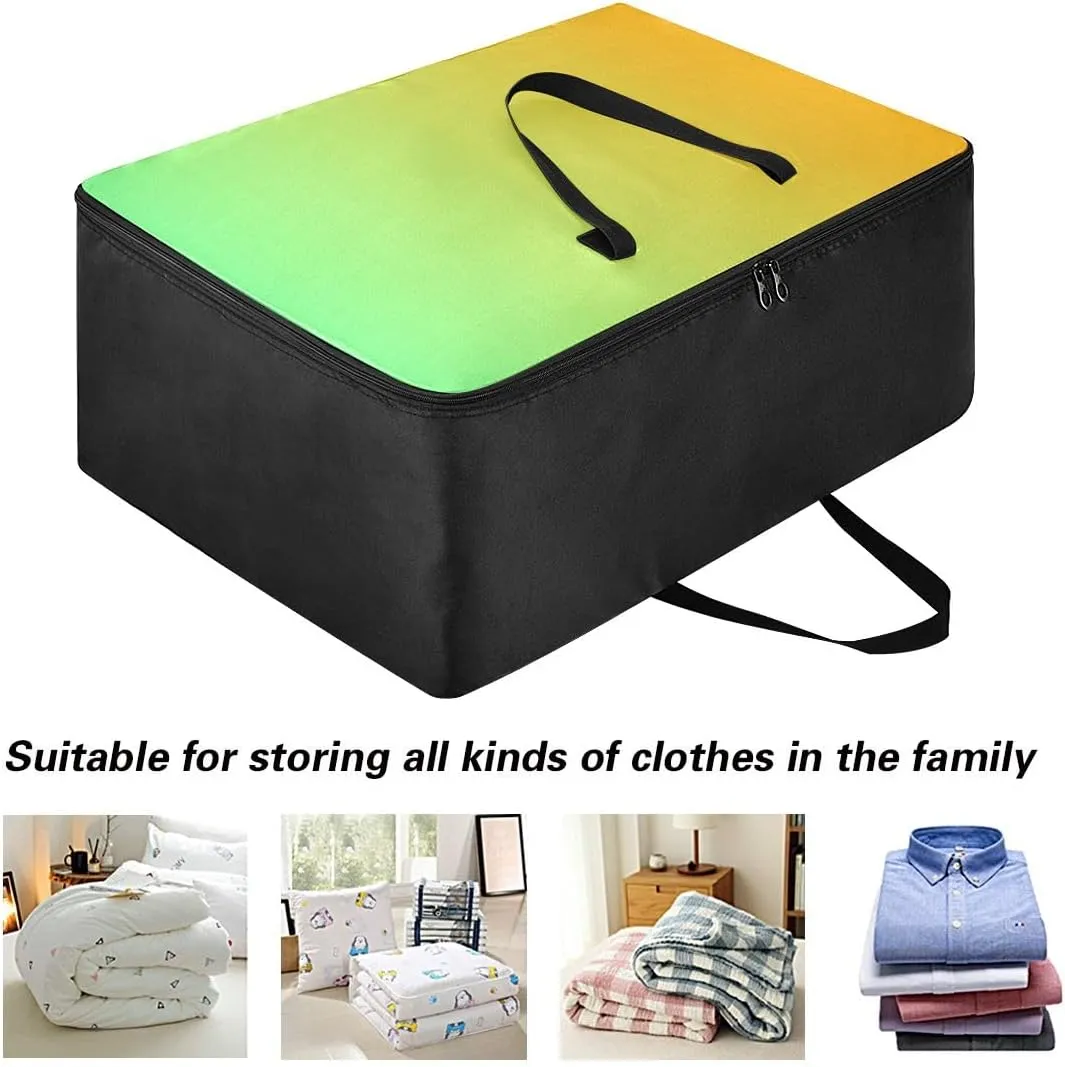 Yellow Green Gradient Storage Bags, 27.5x19.7x11 In, Garment Storage Organizer Travel Cargo Duffel Bags Zippered Storage Bag for Moving