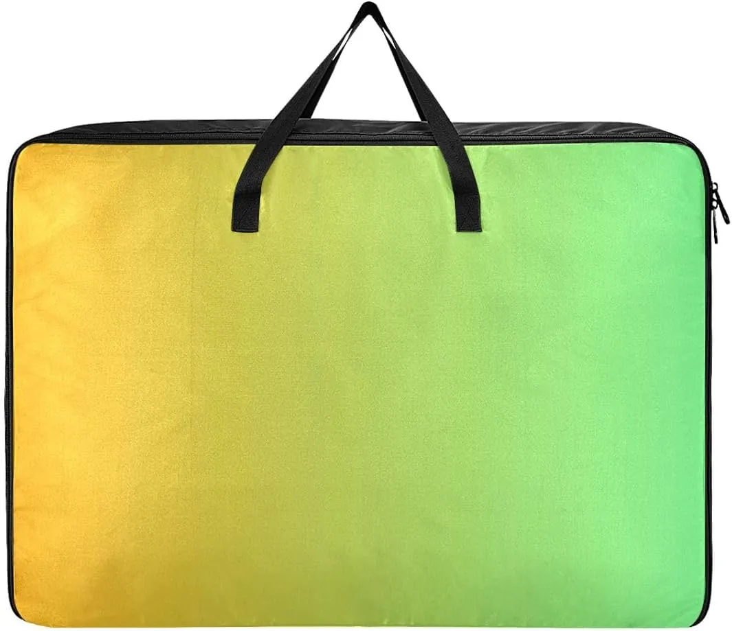 Yellow Green Gradient Storage Bags, 27.5x19.7x11 In, Garment Storage Organizer Travel Cargo Duffel Bags Zippered Storage Bag for Moving