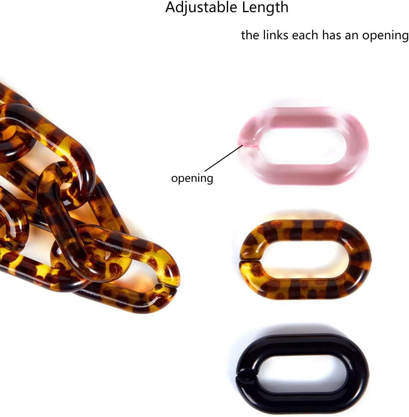 Yichain Chunky Acrylic Purse Strap Bag Chain Handle Replacement,Handbag Purse Making Accessory Decoration (Pink)