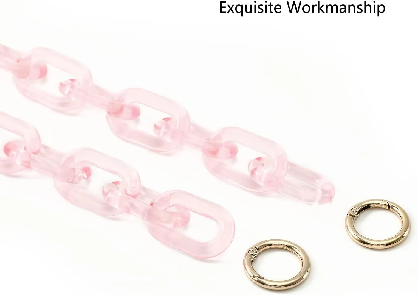Yichain Chunky Acrylic Purse Strap Bag Chain Handle Replacement,Handbag Purse Making Accessory Decoration (Pink)