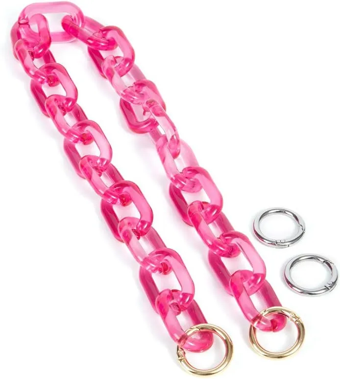 Yichain Chunky Acrylic Purse Strap Bag Chain Handle Replacement,Handbag Purse Making Accessory Decoration (Rose)