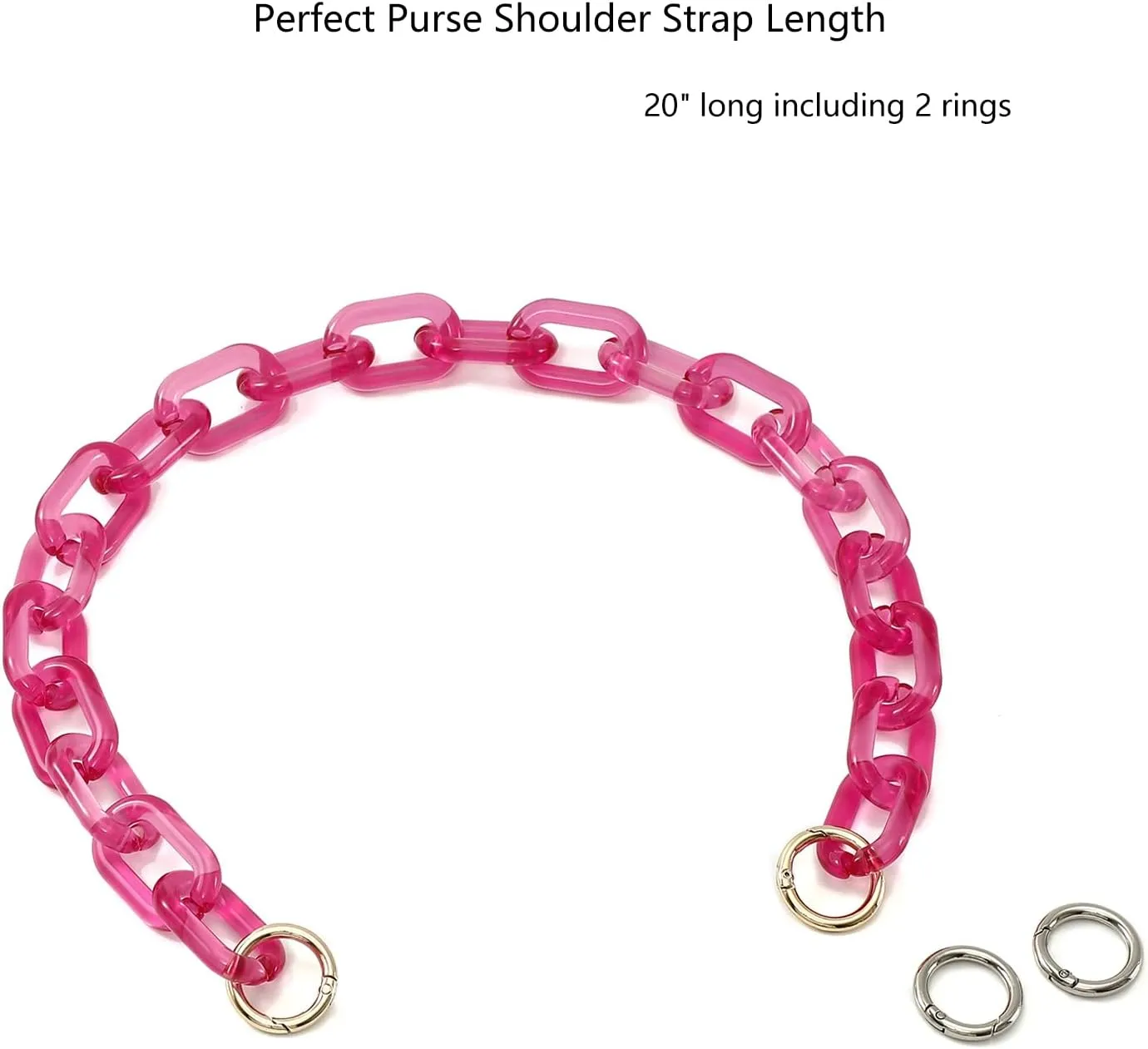 Yichain Chunky Acrylic Purse Strap Bag Chain Handle Replacement,Handbag Purse Making Accessory Decoration (Rose)