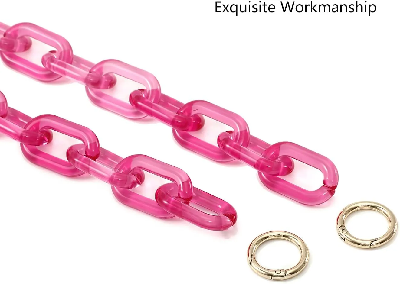Yichain Chunky Acrylic Purse Strap Bag Chain Handle Replacement,Handbag Purse Making Accessory Decoration (Rose)