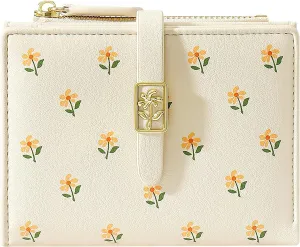 YINHEXI Women's Wallet, Faux Leather, Off White, Water Resistant, 5 Card Slots, 1 Cash Slot, 1 ID Window, 1 Zipper Coin Pocket, Portable, Fashionable, 4.53.71.2 Inch