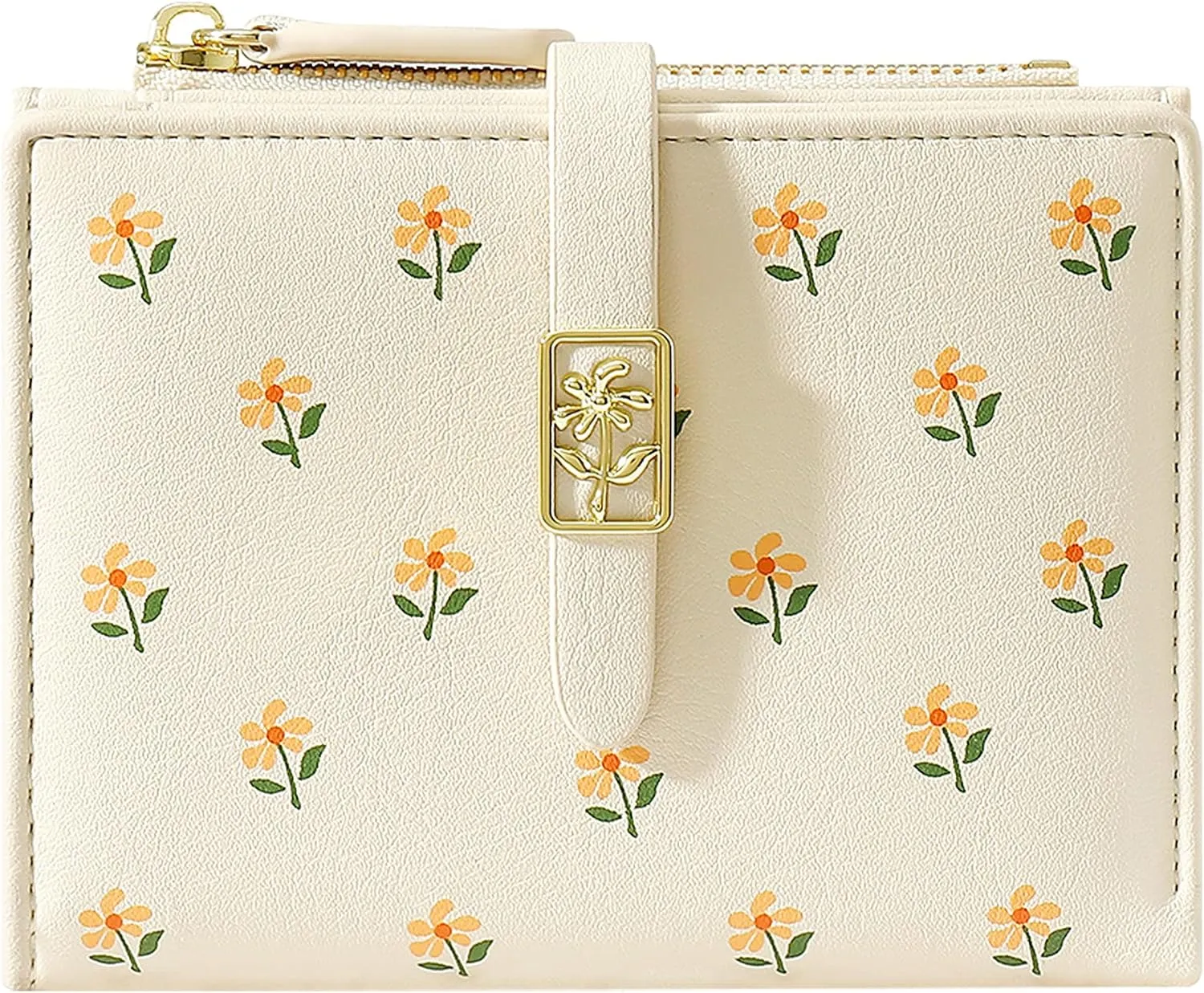 YINHEXI Women's Wallet, Faux Leather, Off White, Water Resistant, 5 Card Slots, 1 Cash Slot, 1 ID Window, 1 Zipper Coin Pocket, Portable, Fashionable, 4.53.71.2 Inch