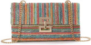 Ynport Straw Clutch Purses for Women Summer Woven Evening Handbags Wicker Rattan Envelope Wallet Chain Shoulder Bag 2025