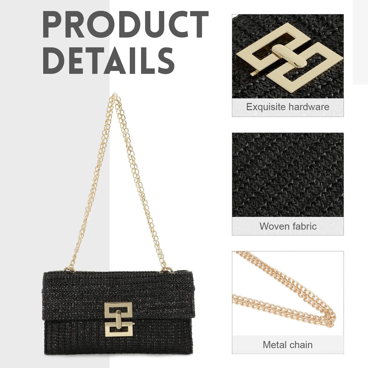 Ynport Straw Clutch Purses for Women Summer Woven Evening Handbags Wicker Rattan Envelope Wallet Chain Shoulder Bag 2025