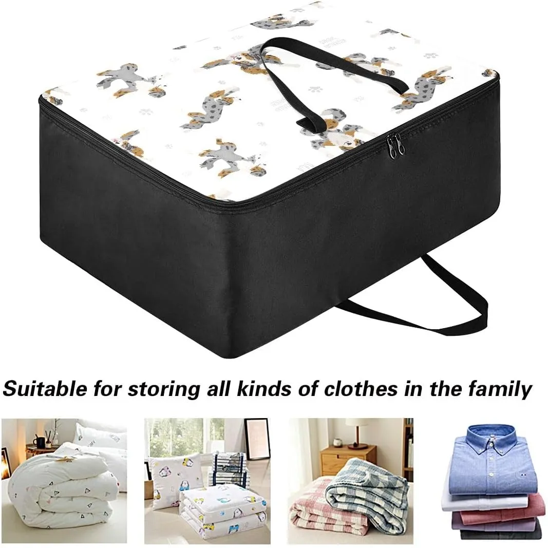 Yoga Dogs Poses Exercises Storage Bags, 27.5x19.7x11 In, Garment Storage Organizer Travel Cargo Duffel Bags Zippered Storage Bag for Closet Comforter, Pillow, Quilt