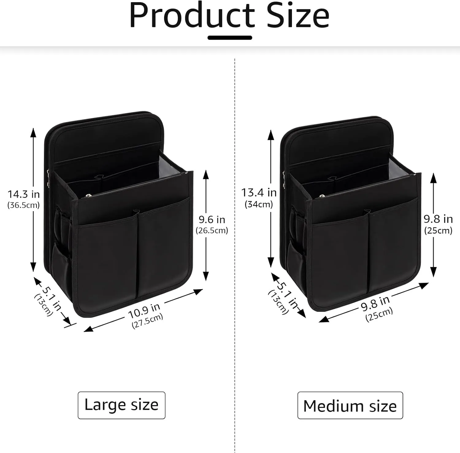 Yoillione Backpack Organizer Insert for Men and Women with Base Shaper - Lightweight Bag Organizer with High Capacity, 17 Pockets with Zipper (13'' Height, Black)