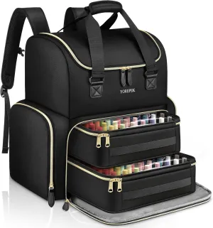 YOREPEK Extra Large Nail Polish Organizer Case Backpack Holds 96 to 100  Bottles(15ml/0.5 fl.oz) UV Nail Lamp,Nail Organizers and Storage with 2 Removable Pouches Fits Nail Stuff,Gift for Manicurist
