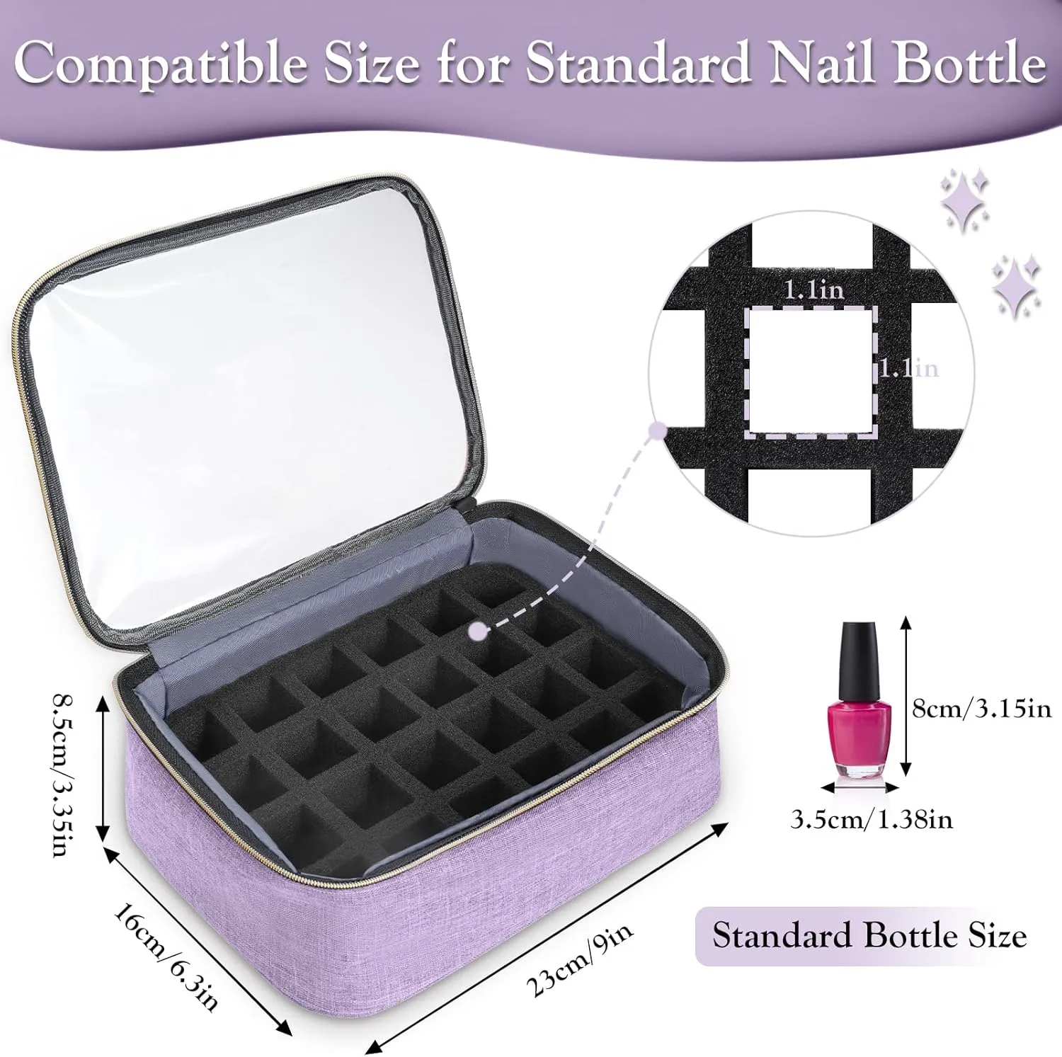 YOREPEK Nail Polish Organizer Holds 72 Bottles, Large Capacity with 3 Removable Pouches and 4 Zippered Pockets for Manicure Tools, Supplies, Nail Lamp, Gift for Women