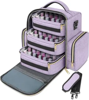 YOREPEK Nail Polish Organizer Holds 72 Bottles, Large Capacity with 3 Removable Pouches and 4 Zippered Pockets for Manicure Tools, Supplies, Nail Lamp, Gift for Women