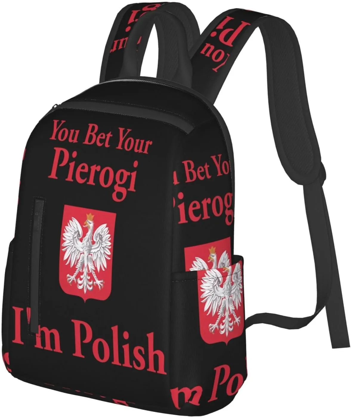 You Bet Your Pierogi I'm Polish Travel Backpacks Casual Laptop Backpack Sport Rucksack Large Capacity Daypack Multi-Pockets Adjustable Strap Bag for Working Hiking