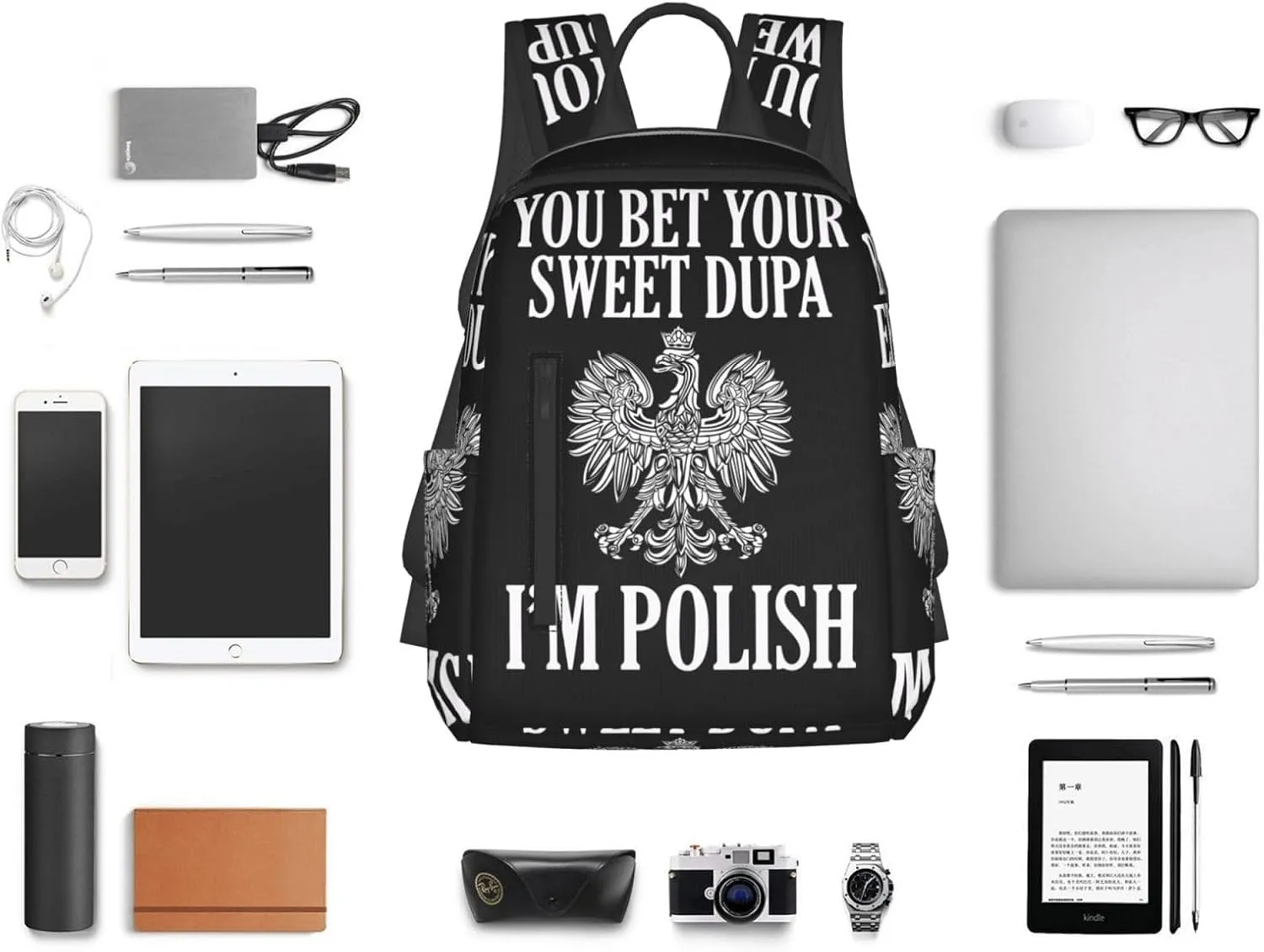 You Bet Your Sweet Dupa I'm Polish Travel Backpacks Casual Laptop Backpack Sport Rucksack Large Capacity Daypack Multi-Pockets Adjustable Strap Bag for Working Hiking