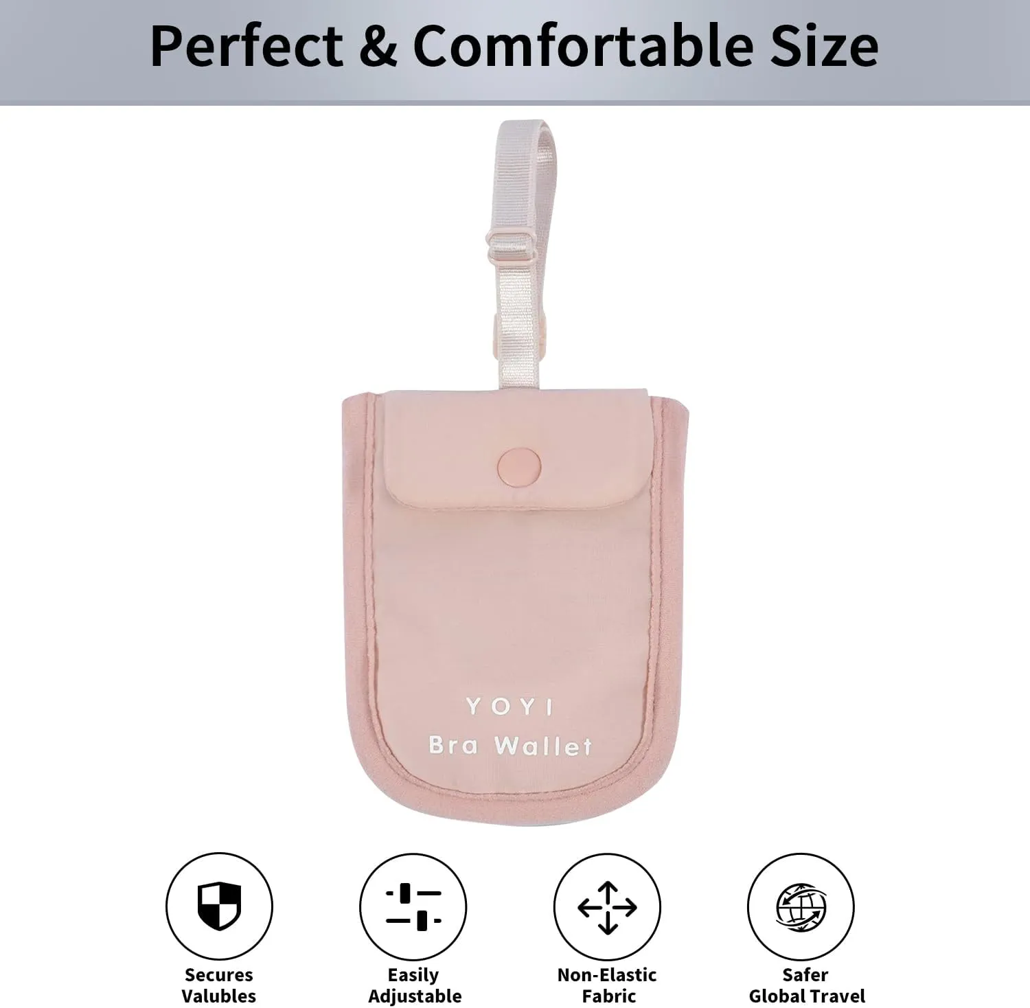 YOYI YOYI RFID Undercover Bra Wallet,Hidden Travel Pouch,Secret Stash Pocket - Credit Cards & Money & Valuables with Adjustable,Elastic Strap Suitable for All Bra Sizes(pink)