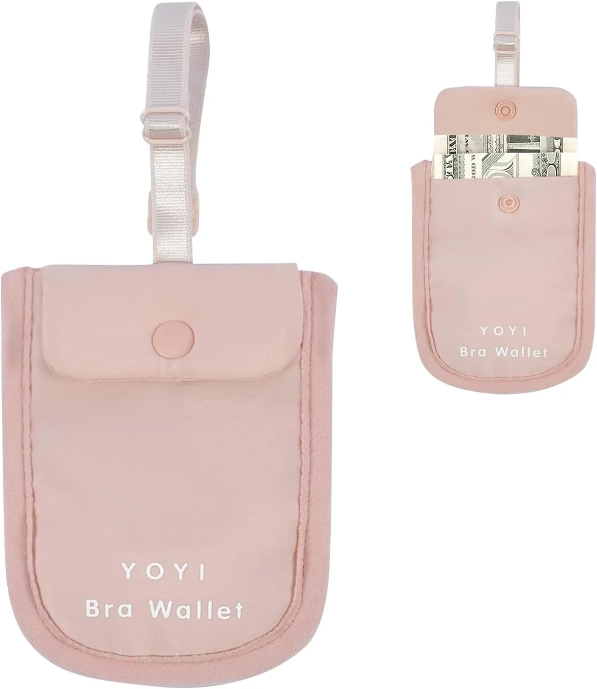 YOYI YOYI RFID Undercover Bra Wallet,Hidden Travel Pouch,Secret Stash Pocket - Credit Cards & Money & Valuables with Adjustable,Elastic Strap Suitable for All Bra Sizes(pink)