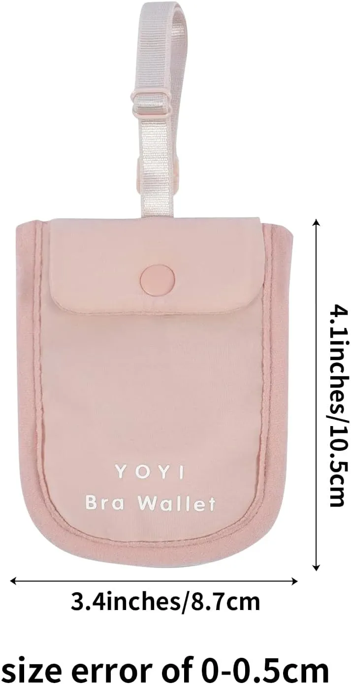 YOYI YOYI RFID Undercover Bra Wallet,Hidden Travel Pouch,Secret Stash Pocket - Credit Cards & Money & Valuables with Adjustable,Elastic Strap Suitable for All Bra Sizes(pink)