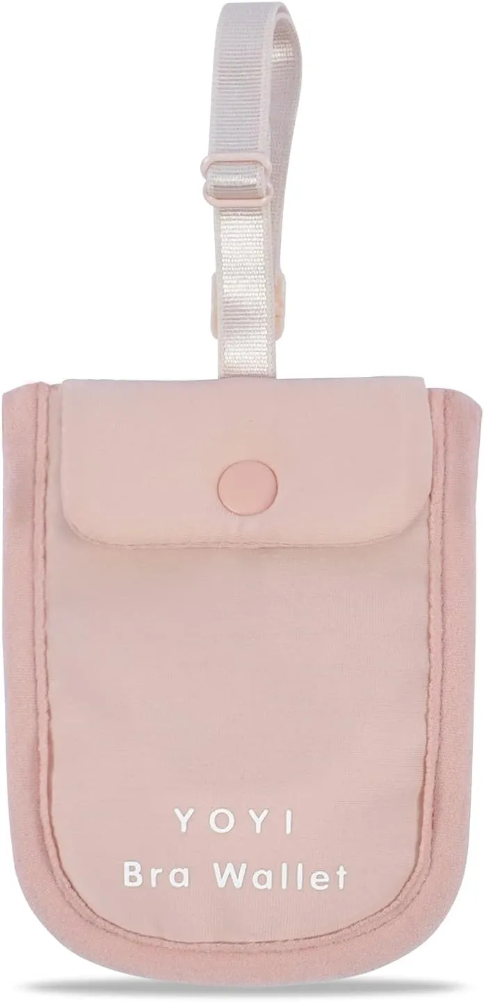 YOYI YOYI RFID Undercover Bra Wallet,Hidden Travel Pouch,Secret Stash Pocket - Credit Cards & Money & Valuables with Adjustable,Elastic Strap Suitable for All Bra Sizes(pink)