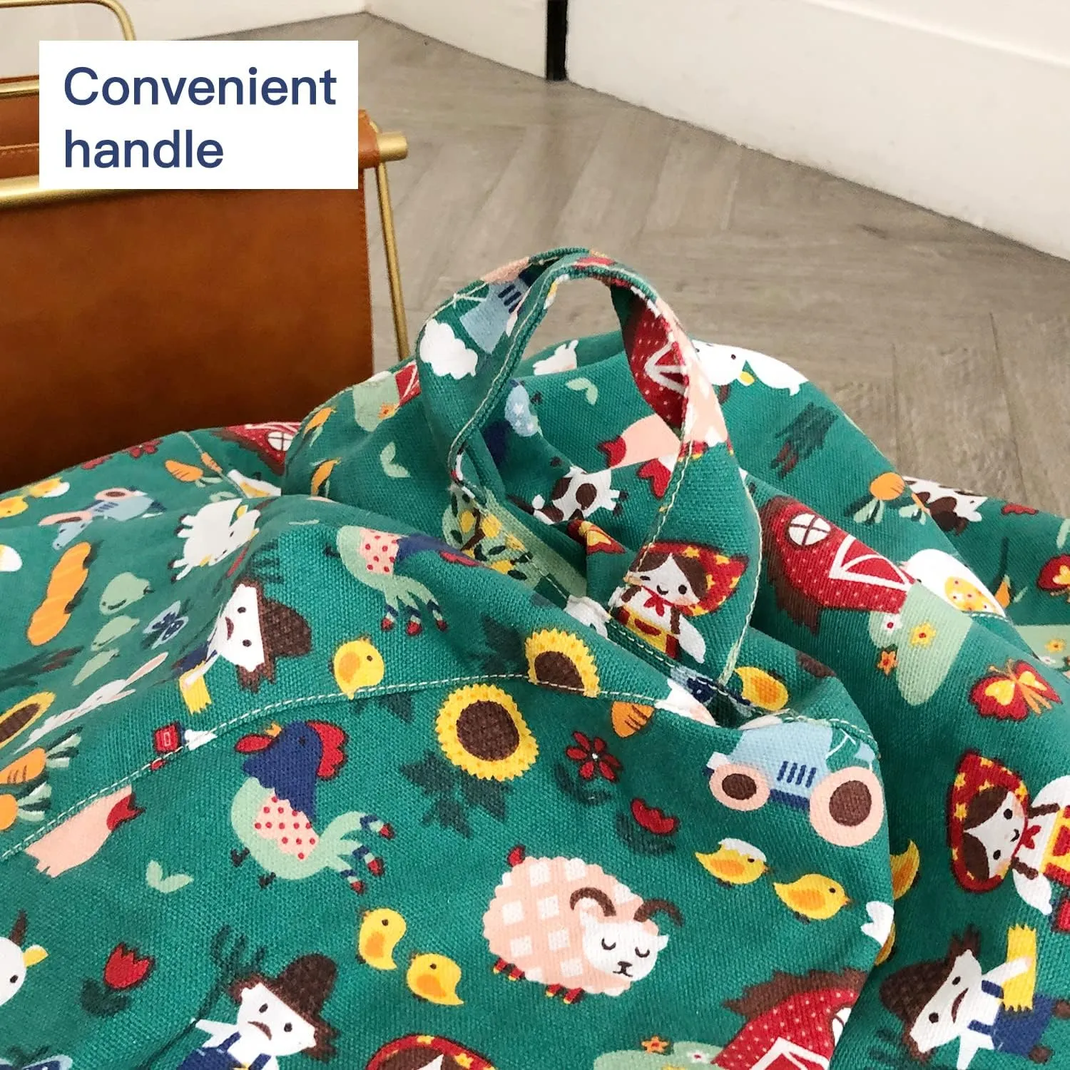 YuppieLife Stuffed Animal Storage Bean Bag Chairs Canvas Cover for Kids(No Filling)/Machine Washable and Durable Toddler Bean Bag Sofa Cover for Room Decor (Farm, 38'')