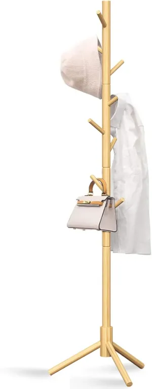 Z&L HOUSE Coat Rack Freestanding, Pure Natural Solid Wooden Coat Tree, 8 Hooks And Adjustable Height Floor Hanger, Used In The Bedroom Living Room Office To Hang Clothes, Hats, Bags