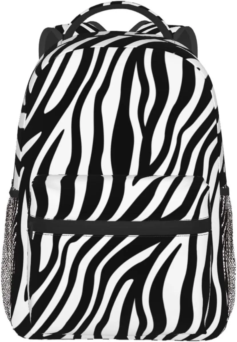 Zebra Black White Stripes Casual Backpack Travel Laptop Backpacks Lightweight Daypack Large Capacity Rucksack Notebook Bags Business Work Bag for Yoga Beach Hiking