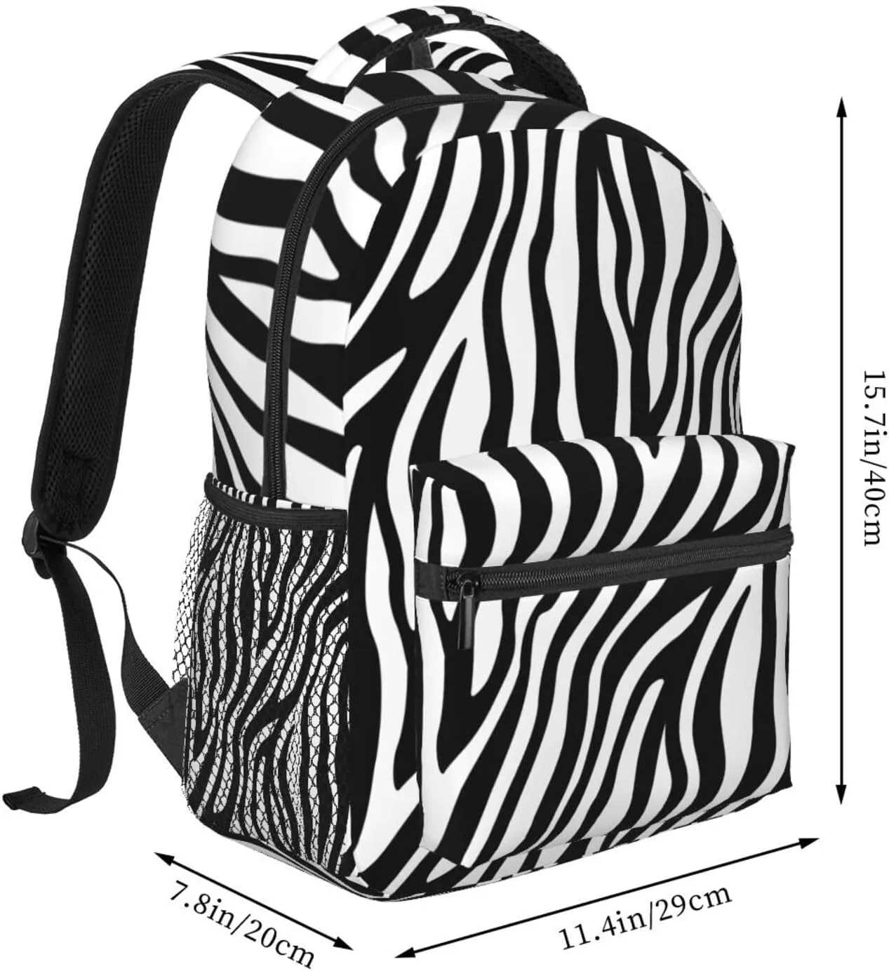 Zebra Black White Stripes Casual Backpack Travel Laptop Backpacks Lightweight Daypack Large Capacity Rucksack Notebook Bags Business Work Bag for Yoga Beach Hiking
