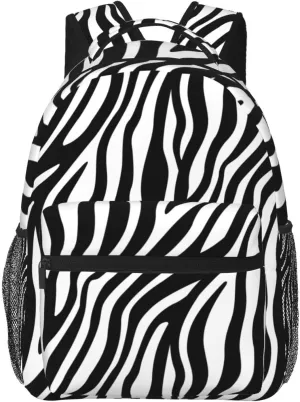Zebra Black White Stripes Casual Backpack Travel Laptop Backpacks Lightweight Daypack Large Capacity Rucksack Notebook Bags Business Work Bag for Yoga Beach Hiking