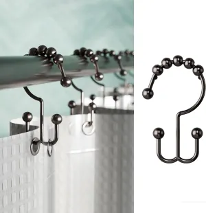 Zenna Home Metal Double Glide Shower Rings, Oil Rubbed Bronze – Set of 12 Heavy Duty, Rust-Resistant Shower Rings with Smooth Glide for Shower Curtains and Liners