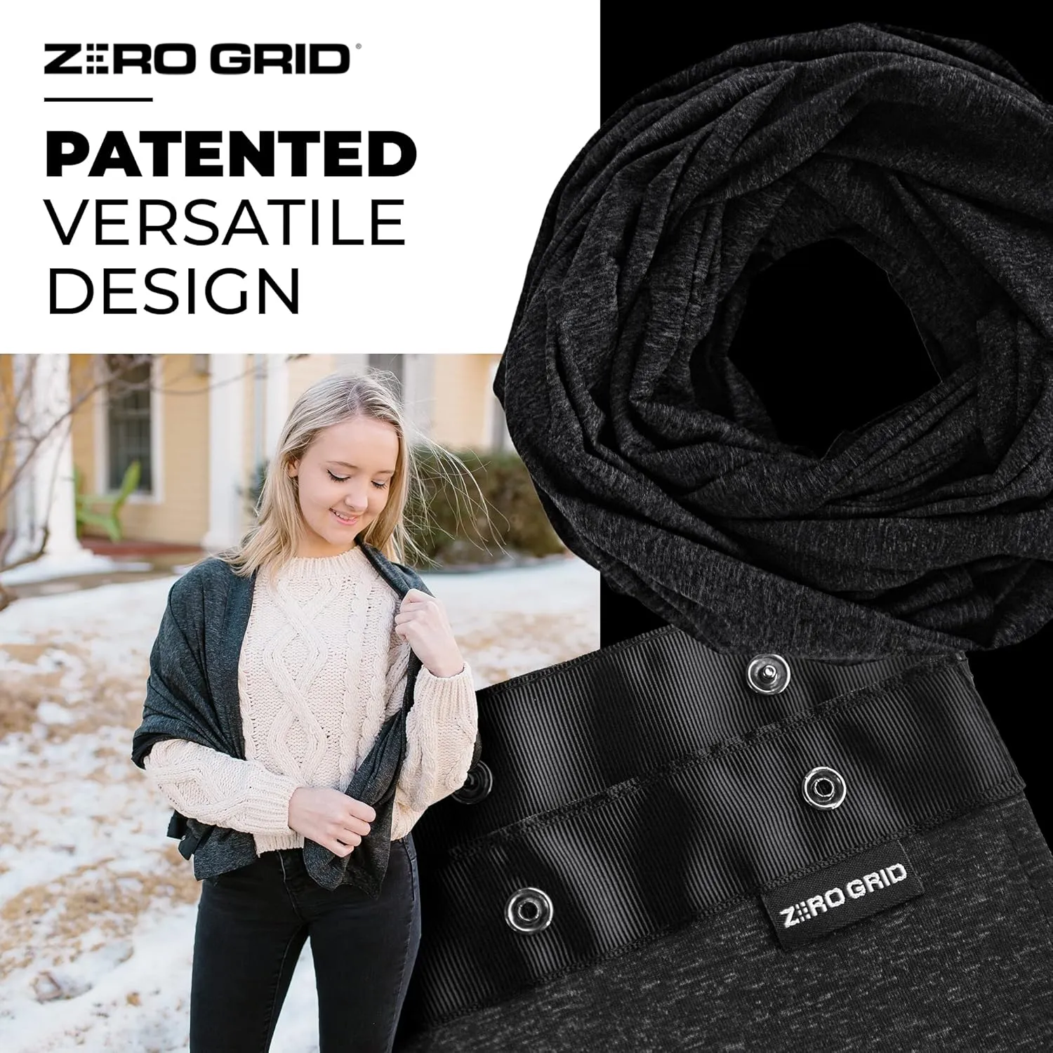 Zero Grid Infinity Travel Scarf Loop with Hidden Zipper Pockets for Passport, Phone, Cash, Cards