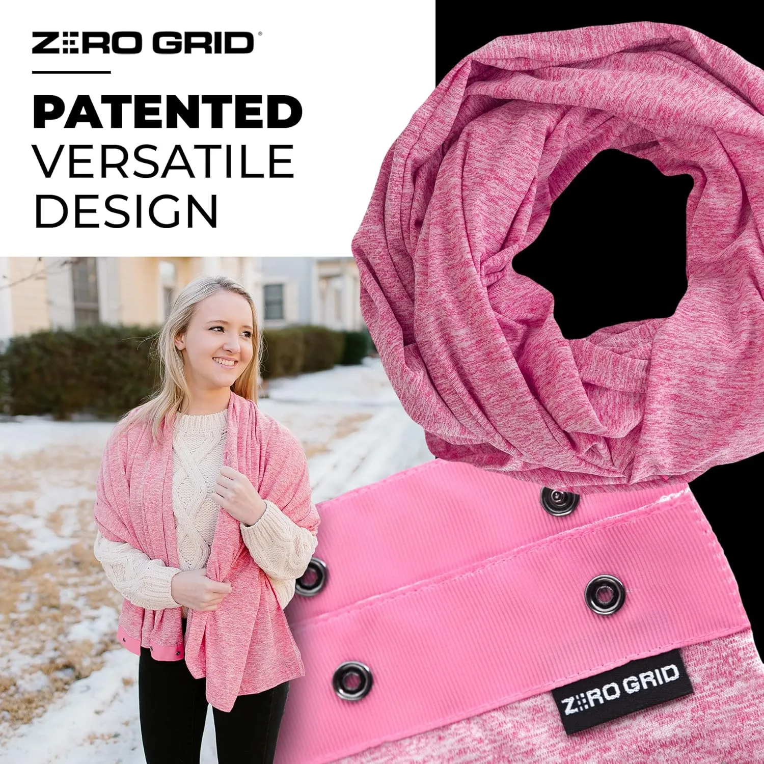 Zero Grid Infinity Travel Scarf Loop with Hidden Zipper Pockets for Passport, Phone, Cash, Cards