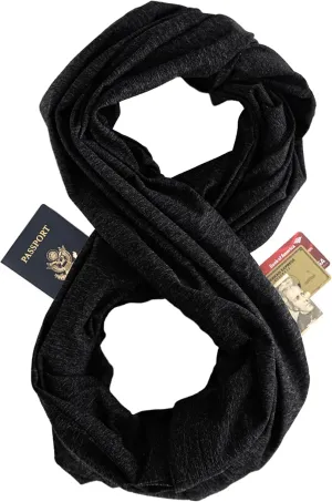 Zero Grid Infinity Travel Scarf Loop with Hidden Zipper Pockets for Passport, Phone, Cash, Cards