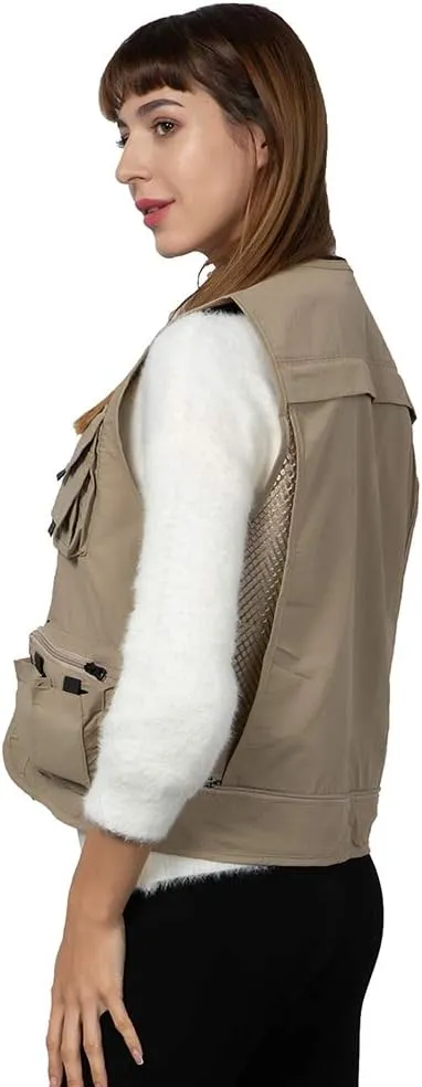 Ziker Women Mesh Breathable Outdoor Quick Dry Safair Cargo Fishing Travel Vest with Multiple Pockets