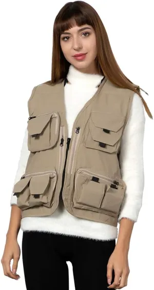 Ziker Women Mesh Breathable Outdoor Quick Dry Safair Cargo Fishing Travel Vest with Multiple Pockets