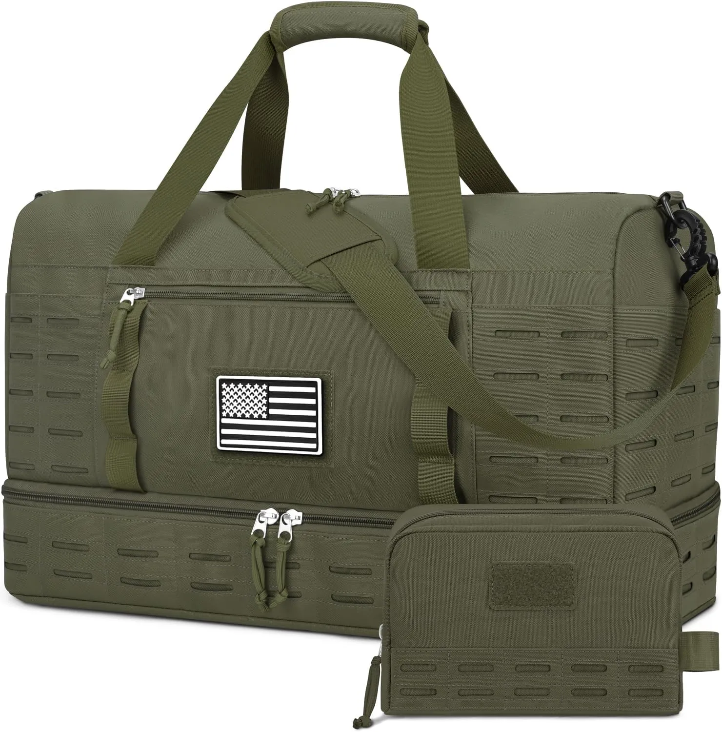 ZOMFELT Travel Bag for Men, Tactical Gym Duffle Bag with Shoe Compartment & Toiletry Bag