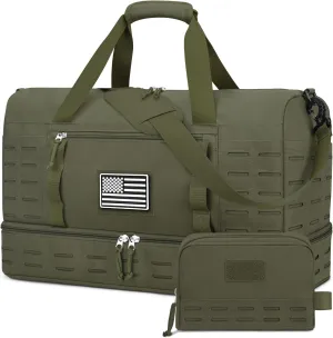 ZOMFELT Travel Bag for Men, Tactical Gym Duffle Bag with Shoe Compartment & Toiletry Bag