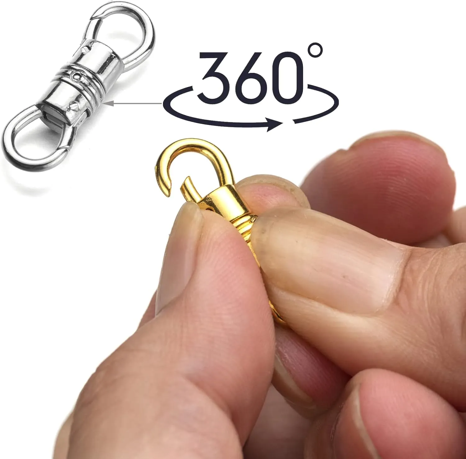 Zpsolution Double Opening Swivel Clasp for Necklace, Clasp Connector for Pendant, Necklace Charm Holder Silver/Gold 4PCS