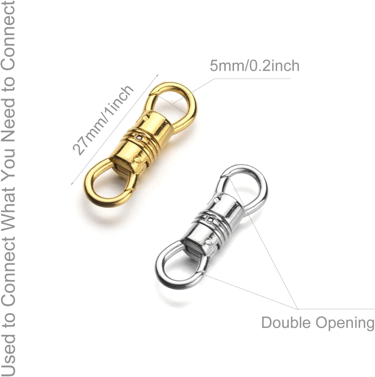 Zpsolution Double Opening Swivel Clasp for Necklace, Clasp Connector for Pendant, Necklace Charm Holder Silver/Gold 4PCS