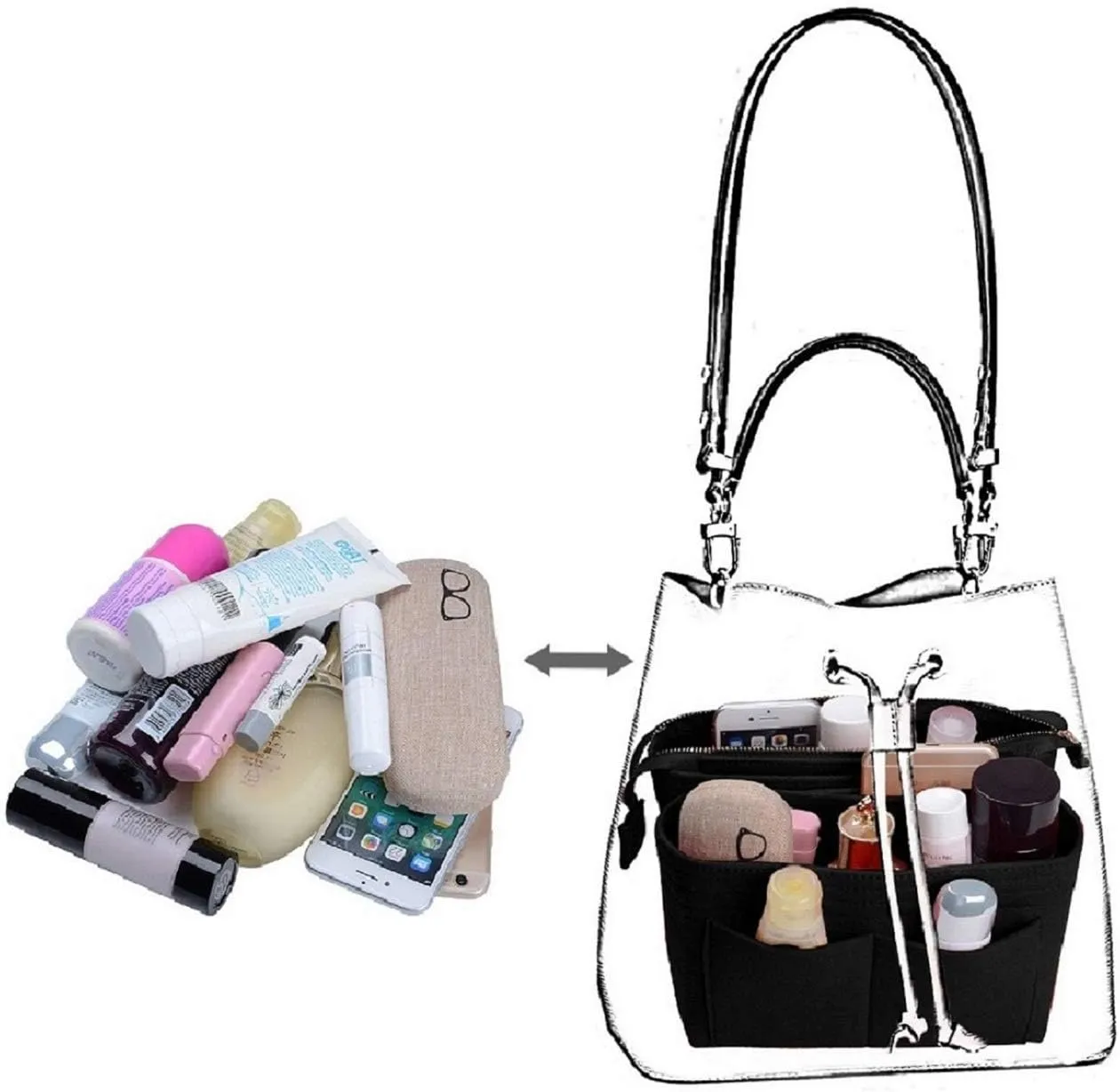 ZTUJO Purse Organizer, Bag Organizer, Insert Purse Organizer With 2 Packs In One Set For LV NeoNoe Noé Series perfectly