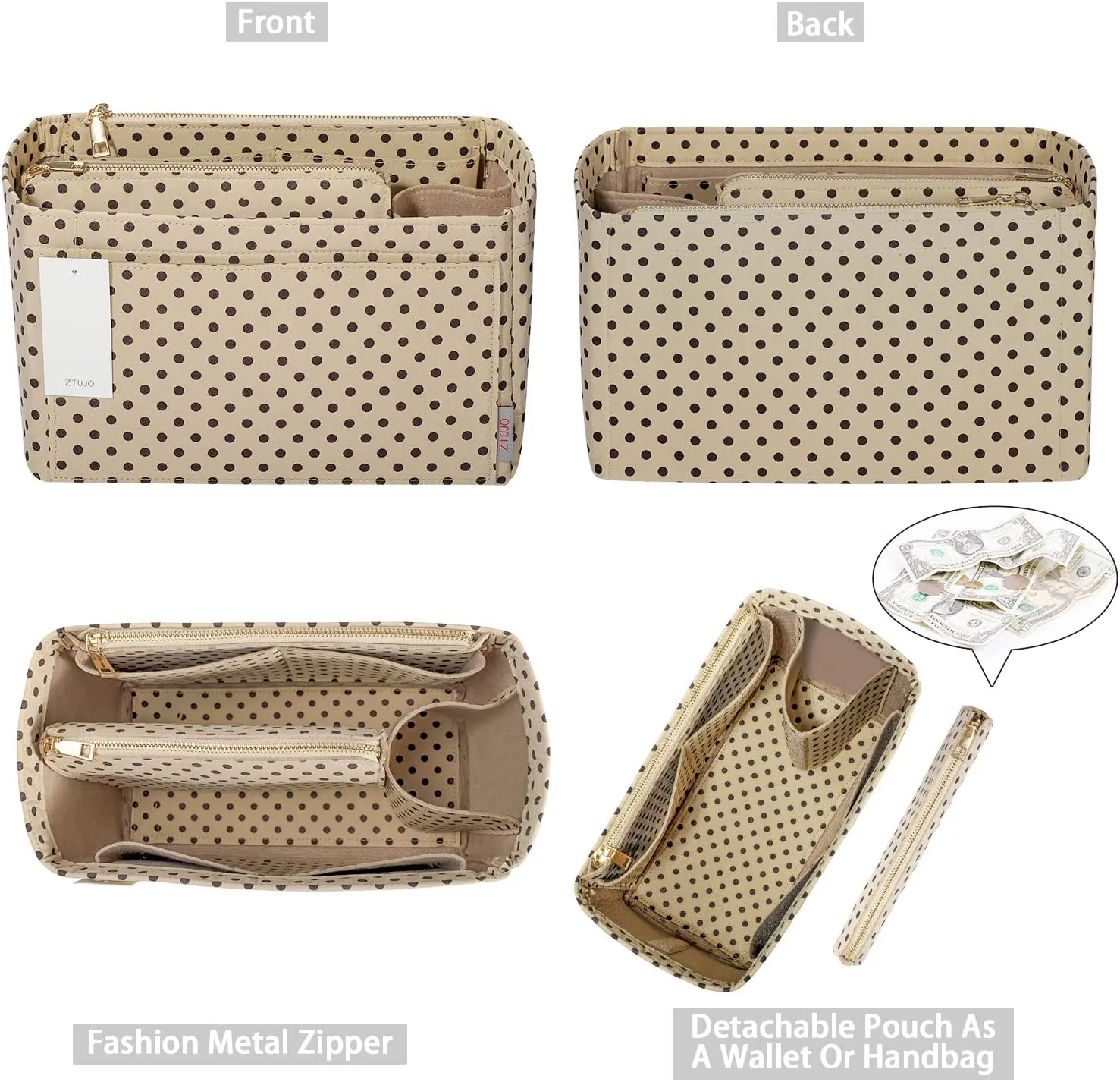 ZTUJO Purse Organizer, Felt Bag Organizer Purse Organizer Insert For Speedy, Neverfull, Graceful, Neverfull,Tote, Handbag,Shaper