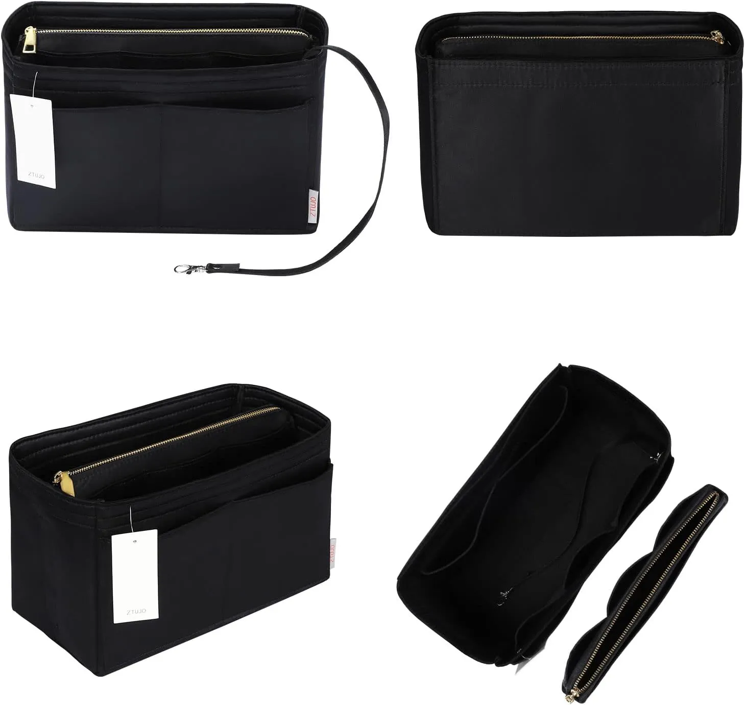 ZTUJO Purse Organizer Insert, Felt Bag Organizer with Metal Zipper, Handbag & Tote Shaper, For Speedy Neverfull Tote, 7 Sizes